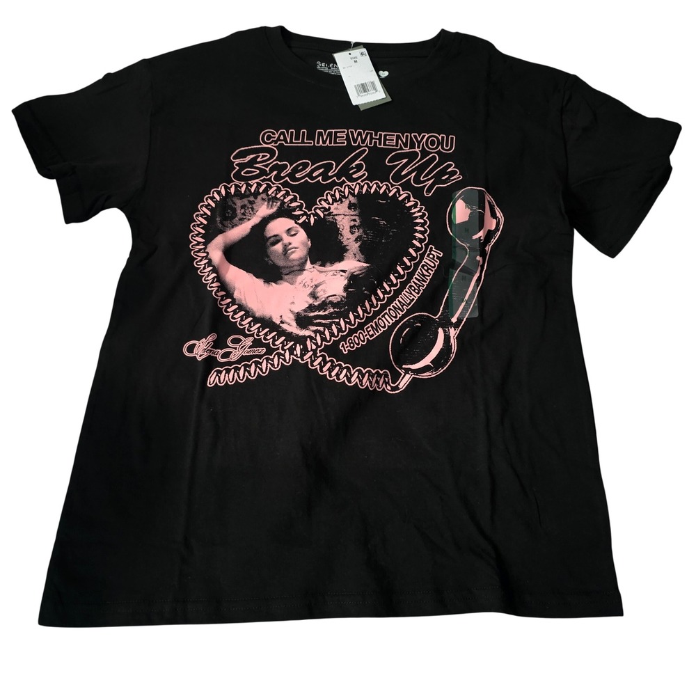 Selena Gomez Call‎ Me When You Break Up Black T Shirt Size Medium